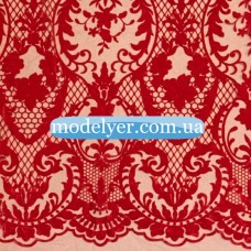 Ткань Сетка флок (красный)